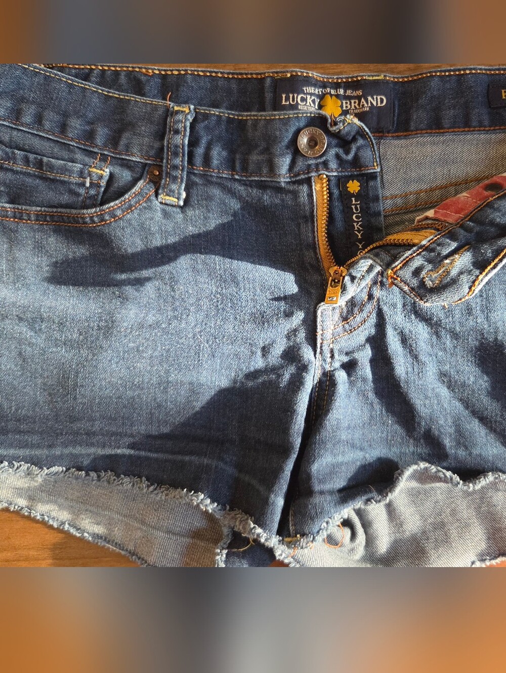 Lucky Brand Riley Short Denim Cutoff Shorts - Dark Blue